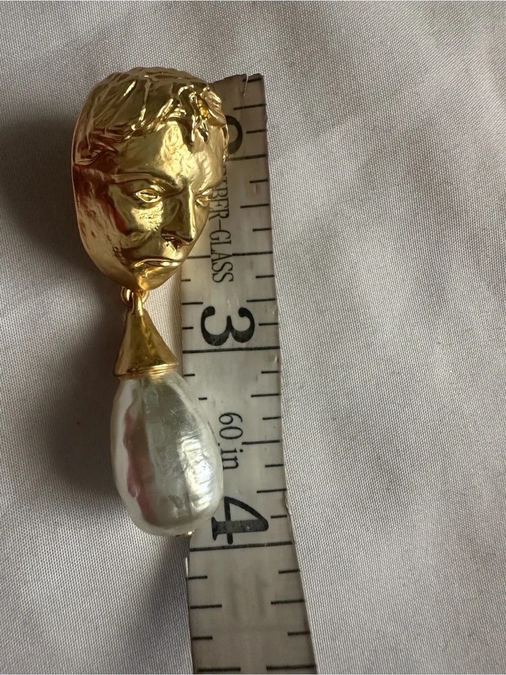 Vintage Schiaparelli Sculpted Human Face Drop Pearls Earrings